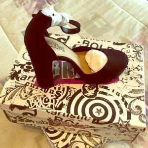 Black high wedge platform heel